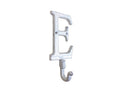 Whitewashed Cast Iron Letter E Alphabet Wall Hook 6"