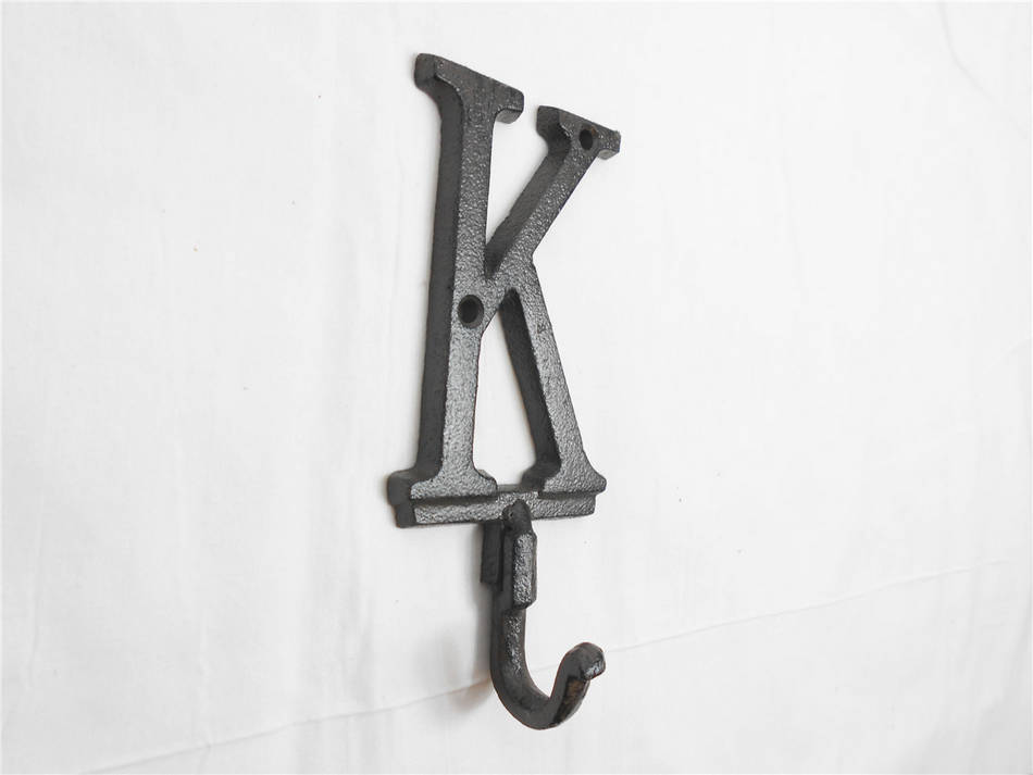 Cast Iron Letter K Alphabet Wall Hook 6"