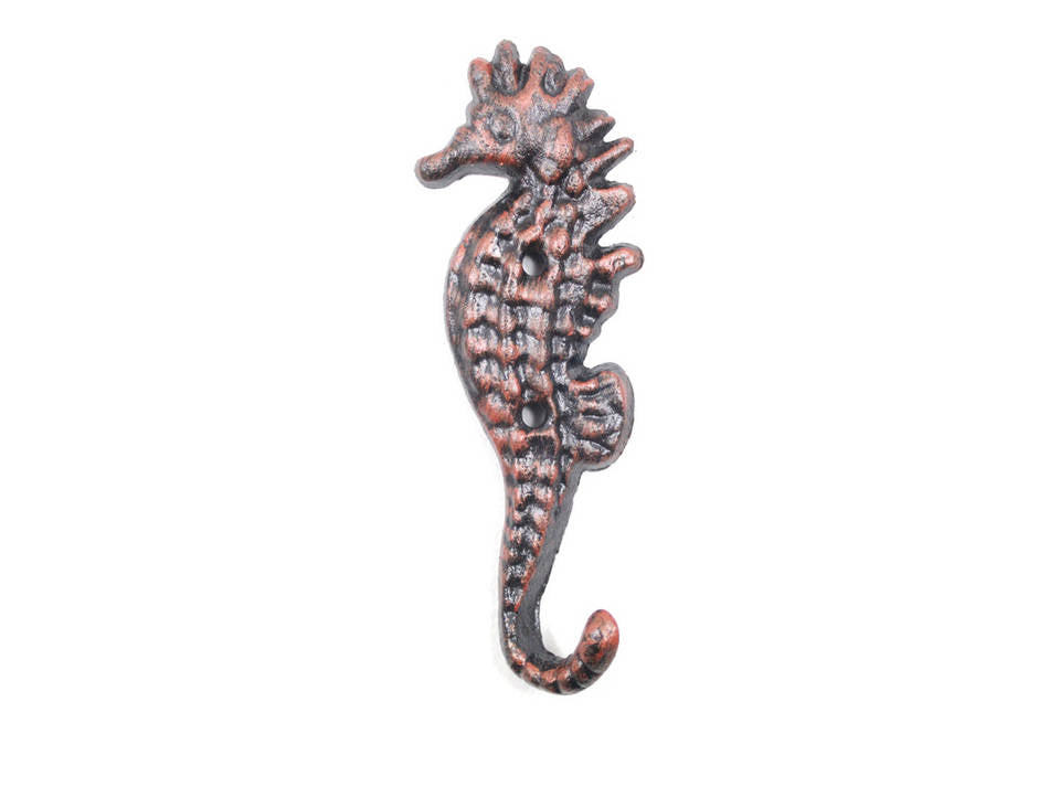 Rustic Copper Cast Iron Seahorse Hook 5"