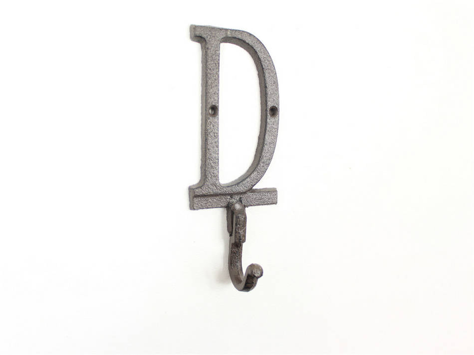 Cast Iron Letter D Alphabet Wall Hook 6"