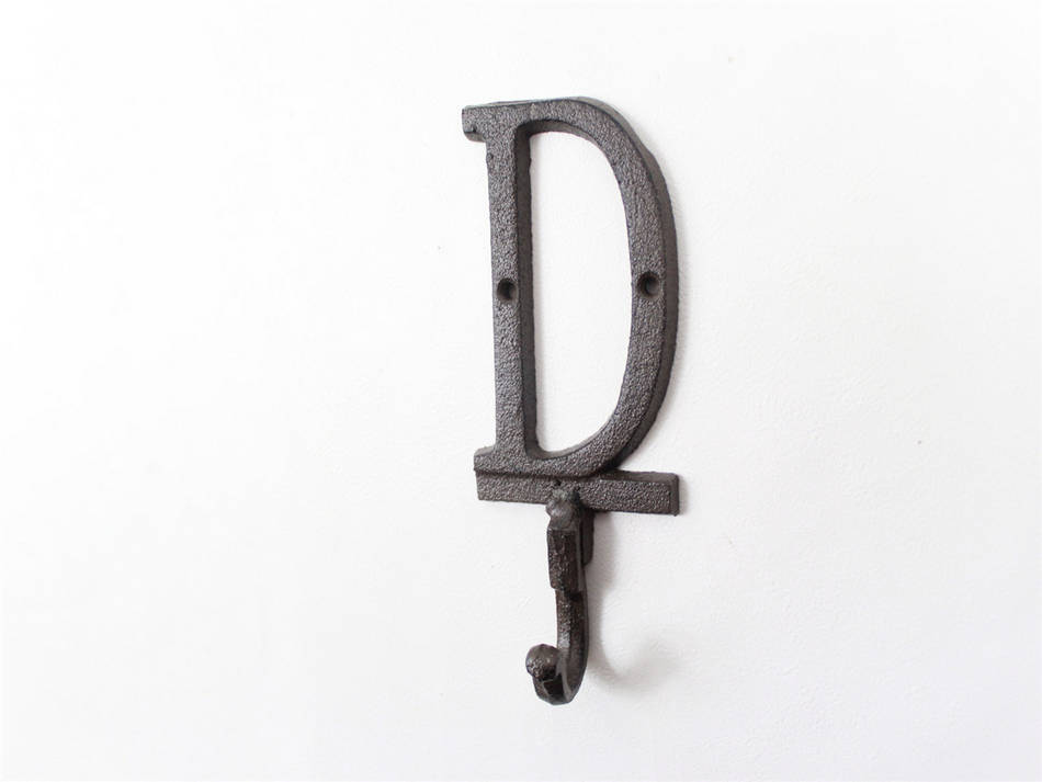 Cast Iron Letter D Alphabet Wall Hook 6"