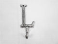 Rustic Silver Cast Iron Letter L Alphabet Wall Hook 6"