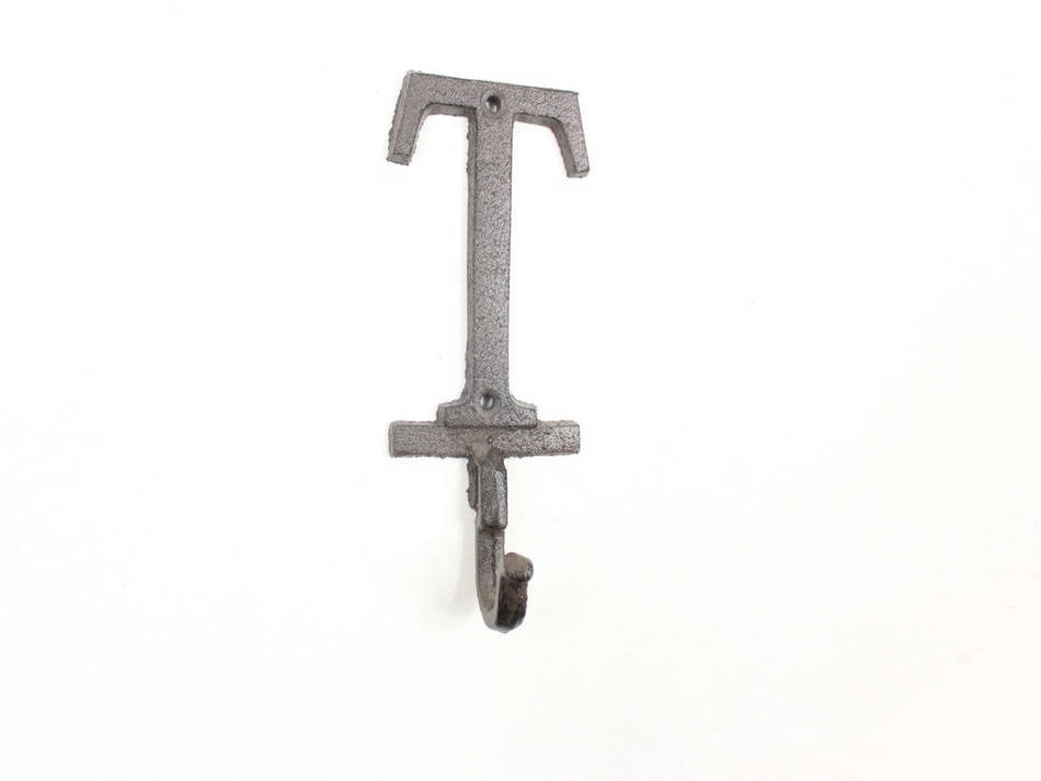Cast Iron Letter T Alphabet Wall Hook 6"