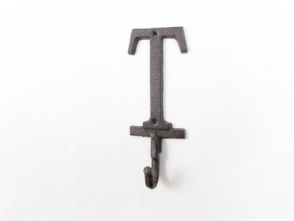 Cast Iron Letter T Alphabet Wall Hook 6"