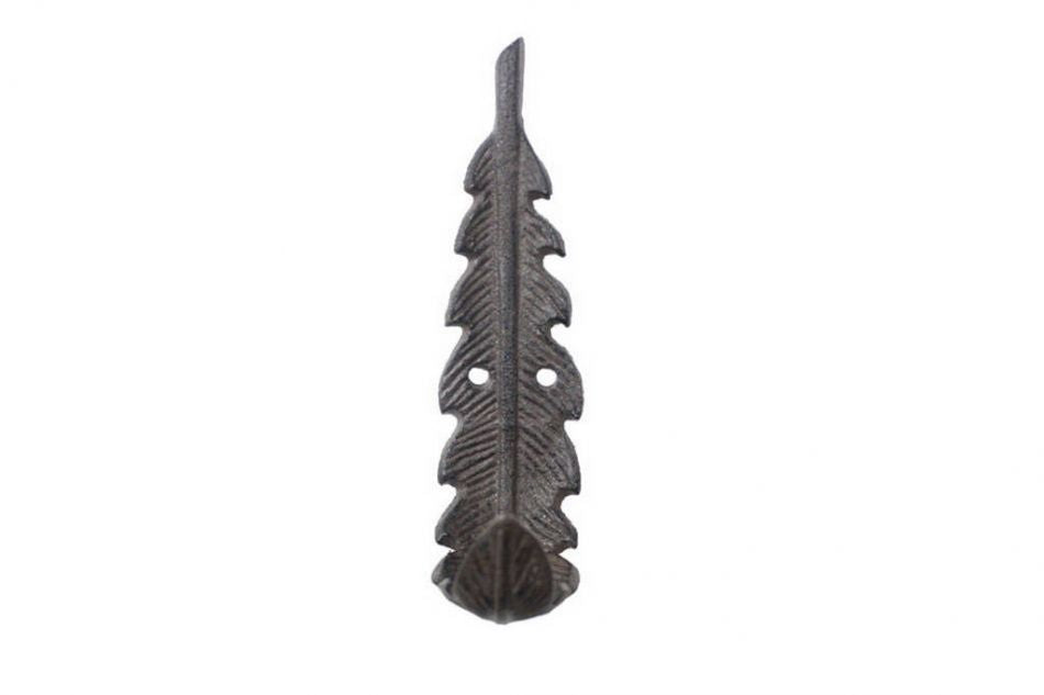 Cast Iron Decorative Feather Hook 6"