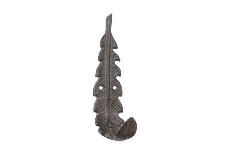 Cast Iron Decorative Feather Hook 6"