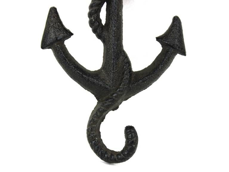 Rustic Black Cast Iron Anchor Hook 5"