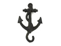 Rustic Black Cast Iron Anchor Hook 5"