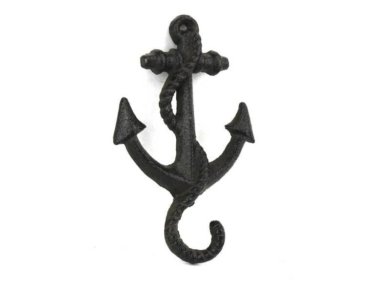 Rustic Black Cast Iron Anchor Hook 5"
