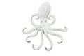 Rustic Whitewashed Cast Iron Wall Mounted Decorative Octopus Hooks 7"