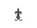 Rustic Black Cast Iron Wall Mounted Fleur De Lis Hook 6.5"