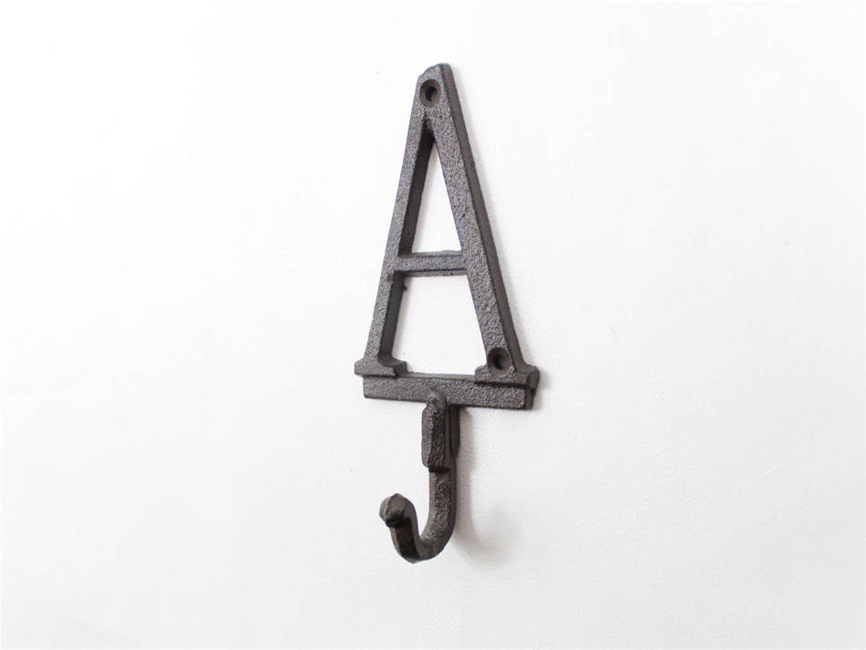 Cast Iron Letter A Alphabet Wall Hook 6"