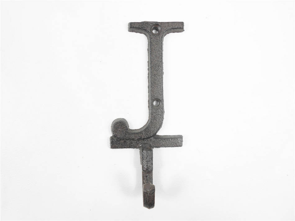 Cast Iron Letter J Alphabet Wall Hook 6"