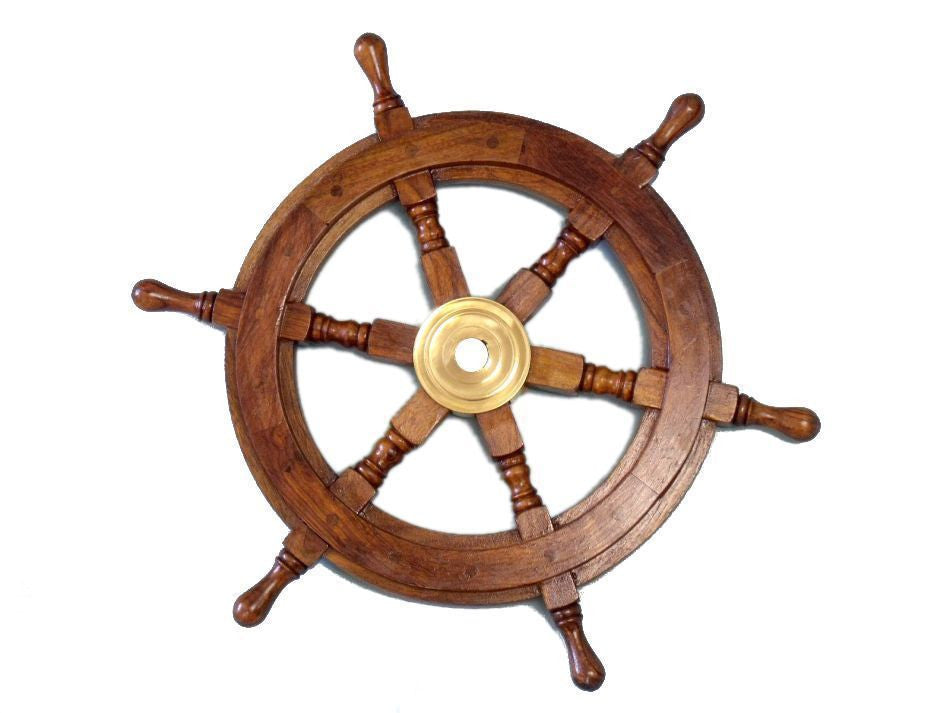 Deluxe Class Wood and Brass Decorative Ship Wheel 12"