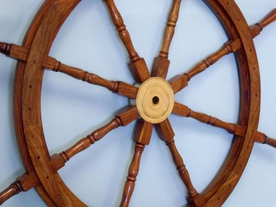 Deluxe Class Wood and Brass Decorative Ship Wheel 36"