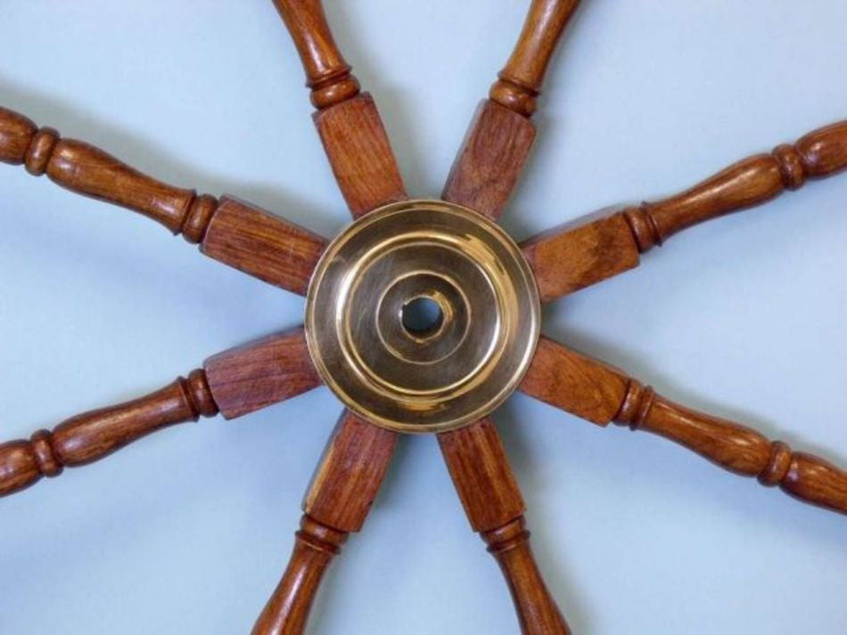 Deluxe Class Wood and Brass Decorative Ship Wheel 48"