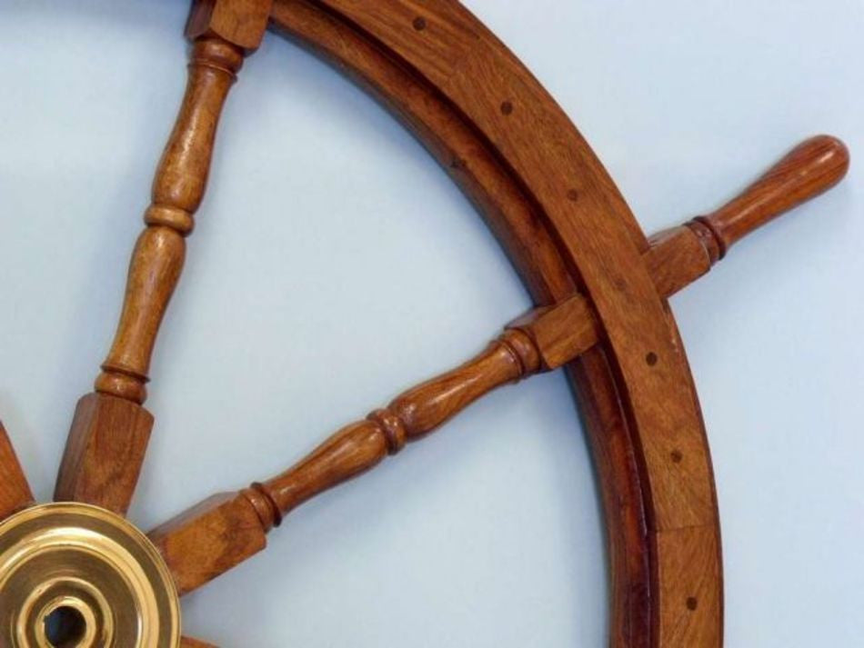 Deluxe Class Wood and Brass Decorative Ship Wheel 36"