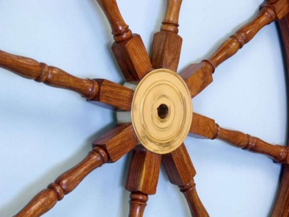 Deluxe Class Wood and Brass Decorative Ship Wheel 36"