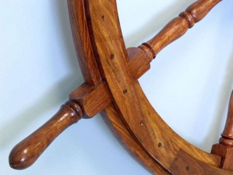 Deluxe Class Wood and Brass Decorative Ship Wheel 36"