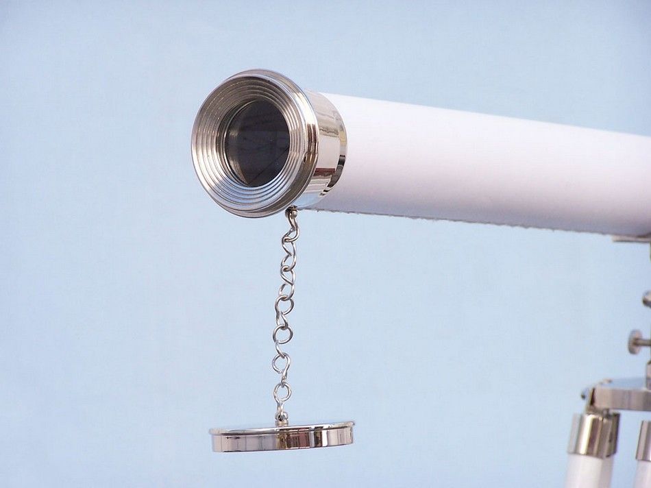 Hampton Collection Chrome with Leather Harbor Master Telescope 60"