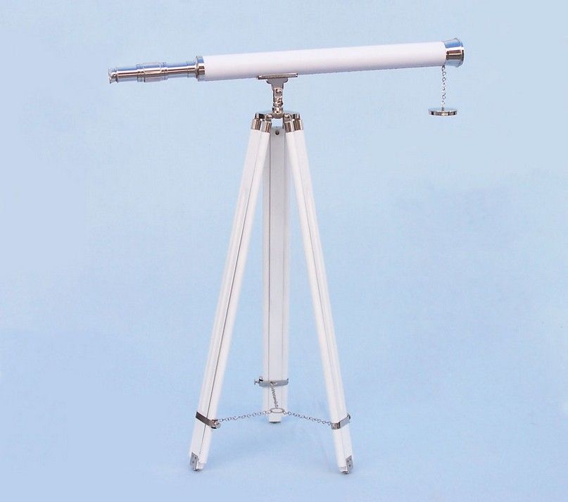 Hampton Collection Chrome with Leather Harbor Master Telescope 60"
