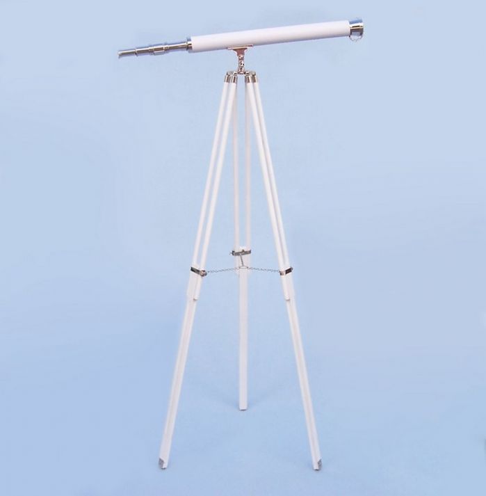 Hampton Collection Chrome with Leather Harbor Master Telescope 60"