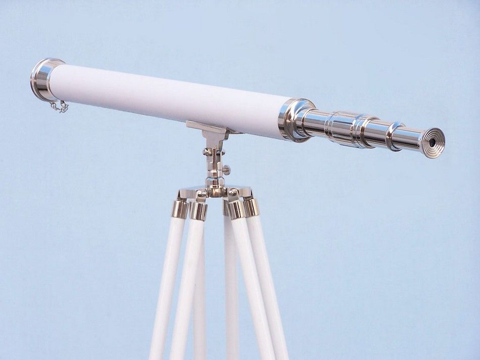 Hampton Collection Chrome with Leather Harbor Master Telescope 60"