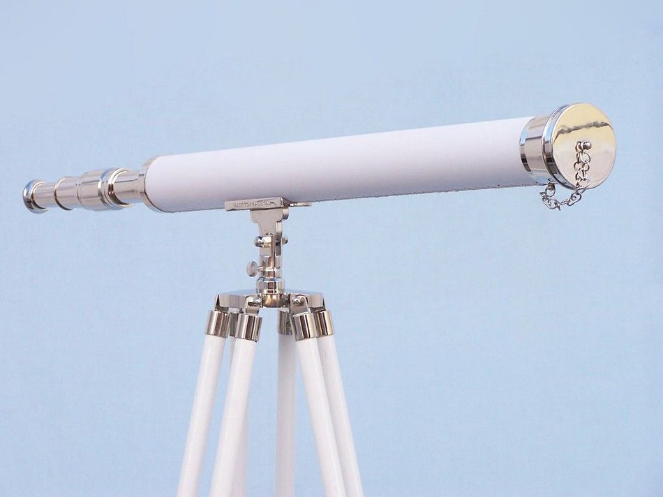 Hampton Collection Chrome with Leather Harbor Master Telescope 60"
