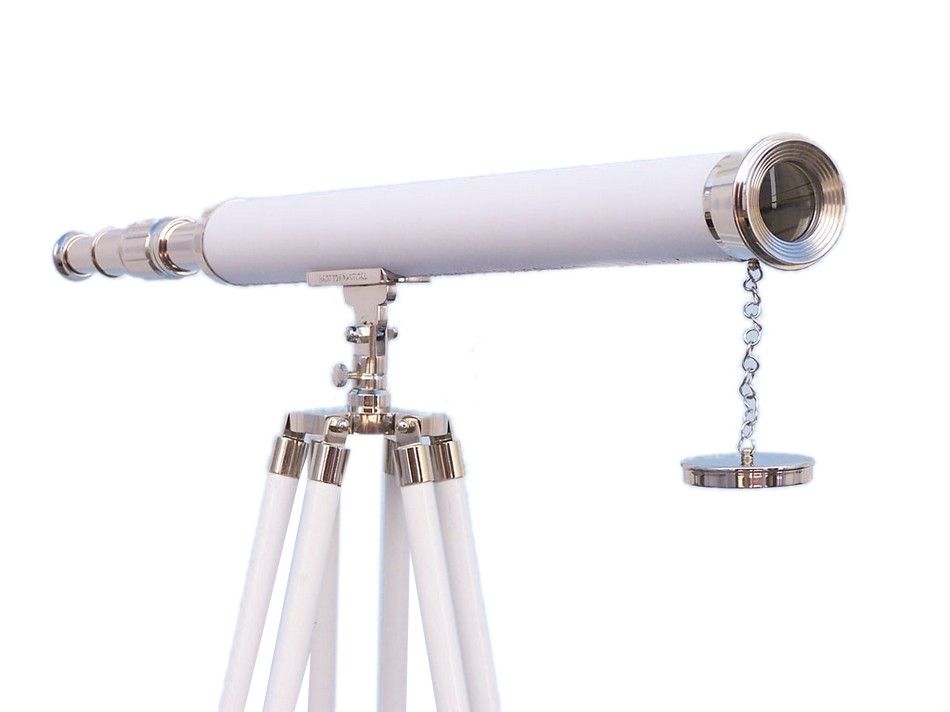 Hampton Collection Chrome with Leather Harbor Master Telescope 60"