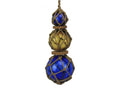 Blue - Amber - Blue Japanese Glass Ball Fishing Floats with Brown Netting Decoration 11"