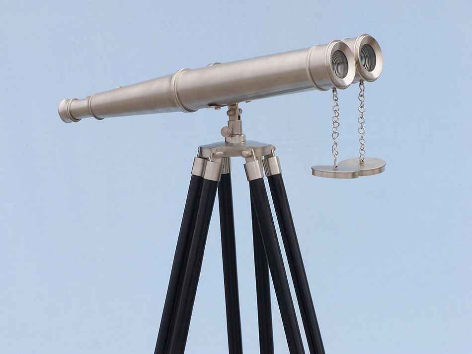 Floor Standing Admiral's Brushed Nickel Binoculars 62"