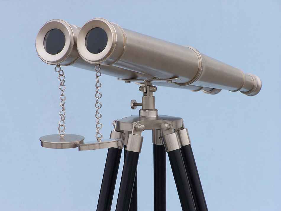 Floor Standing Admiral's Brushed Nickel Binoculars 62"