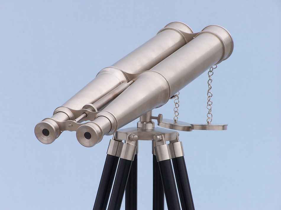 Floor Standing Admiral's Brushed Nickel Binoculars 62"