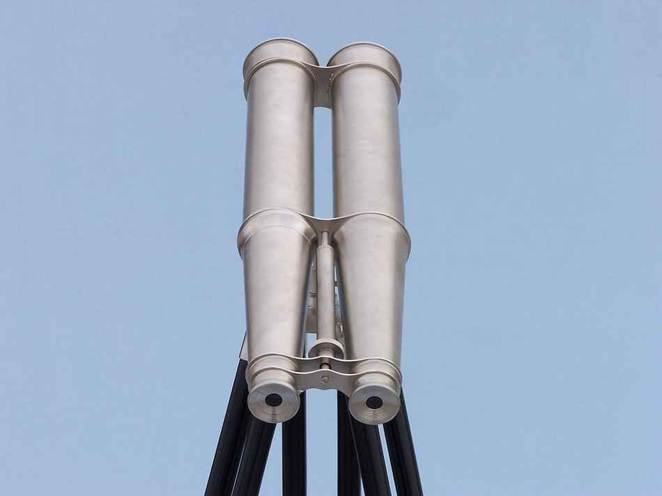 Floor Standing Admiral's Brushed Nickel Binoculars 62"