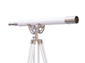 Floor Standing Brushed Nickel With White Leather Anchormaster Telescope 65"