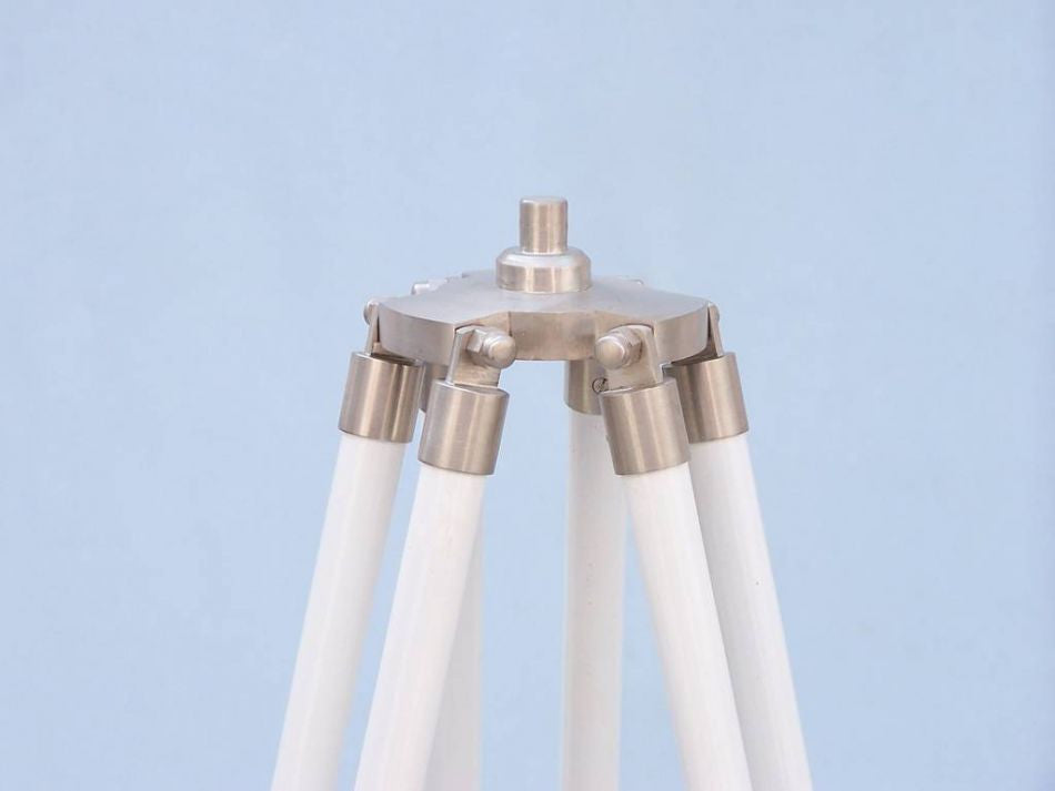 Floor Standing Brushed Nickel With White Leather Anchormaster Telescope 65"