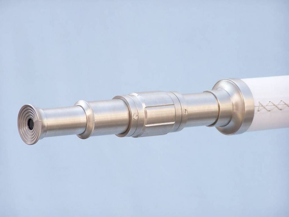 Floor Standing Brushed Nickel With White Leather Galileo Telescope 65"