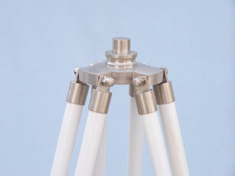 Floor Standing Brushed Nickel With White Leather Galileo Telescope 65"