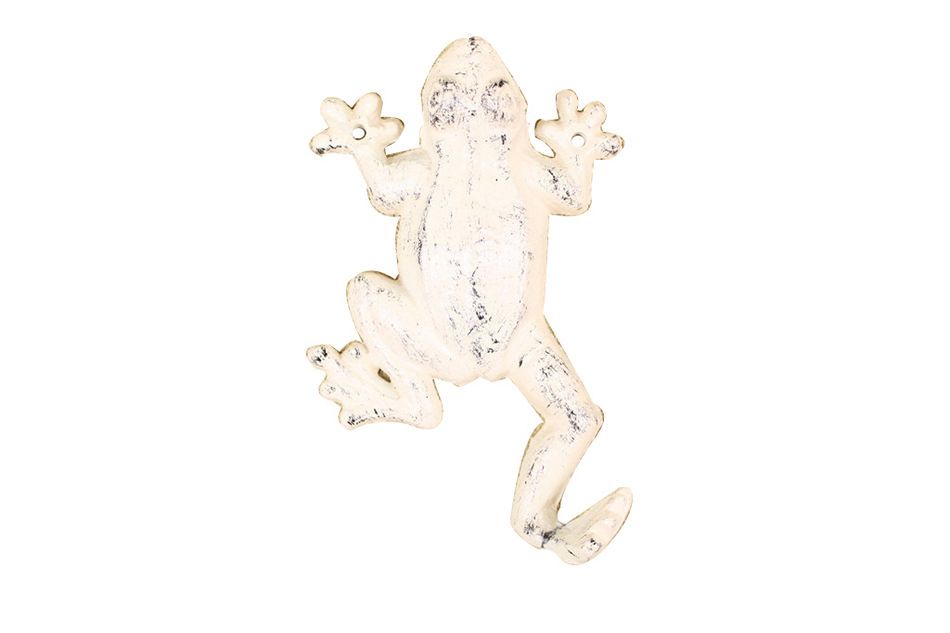 Whitewashed Cast Iron Frog Hook 6"