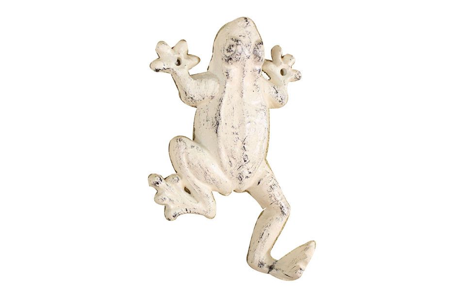 Whitewashed Cast Iron Frog Hook 6"