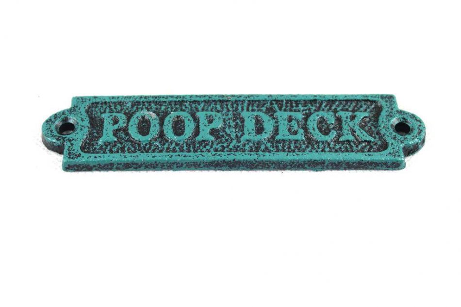 Seaworn Blue Cast Iron Poop Deck Sign 6"
