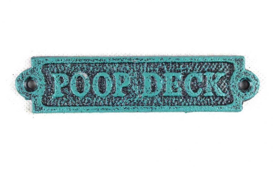 Seaworn Blue Cast Iron Poop Deck Sign 6"