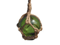 Green Japanese Glass Ball Fishing Float With Brown Netting Decoration 2"