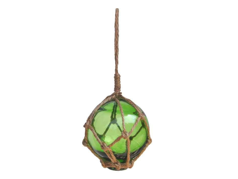 Green Japanese Glass Ball Fishing Float Decoration Christmas Ornament 3"