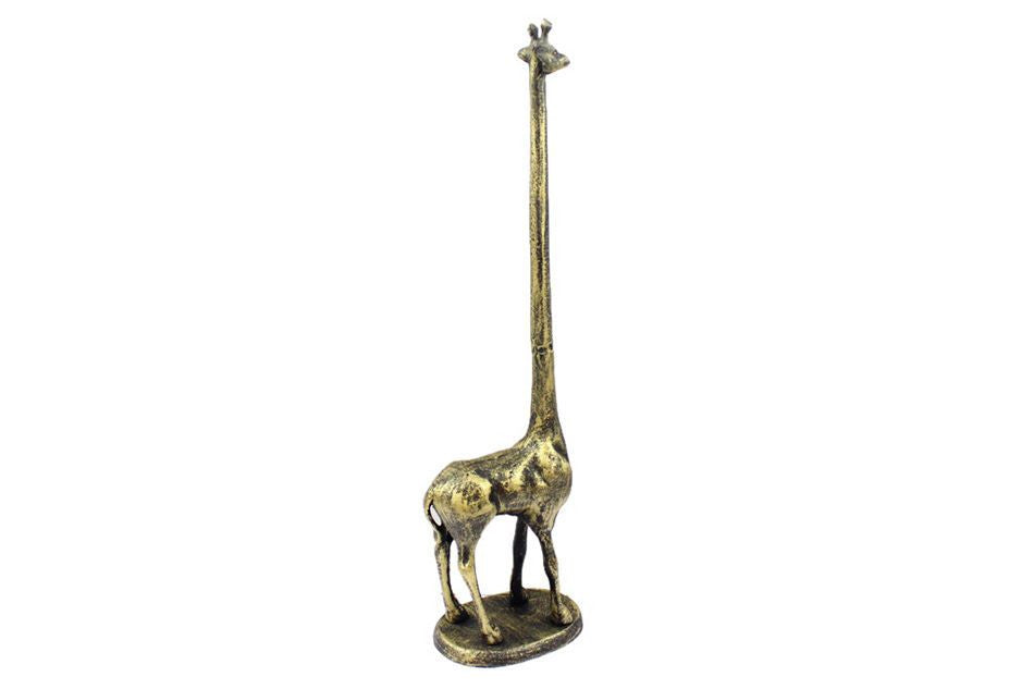 Rustic Gold Cast Iron Giraffe Paper Towel Holder 19"