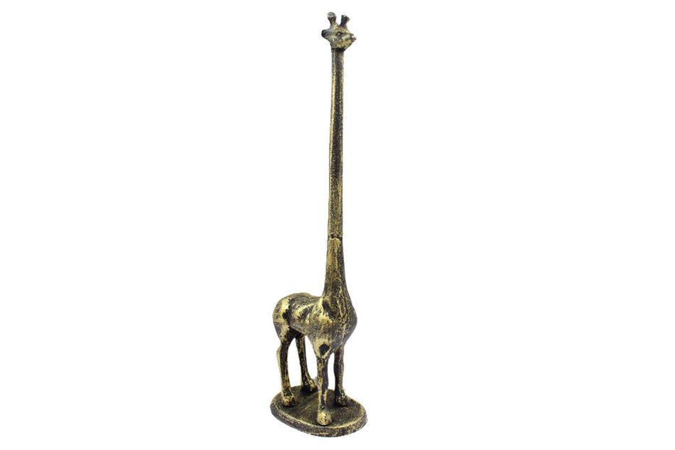 Rustic Gold Cast Iron Giraffe Paper Towel Holder 19"