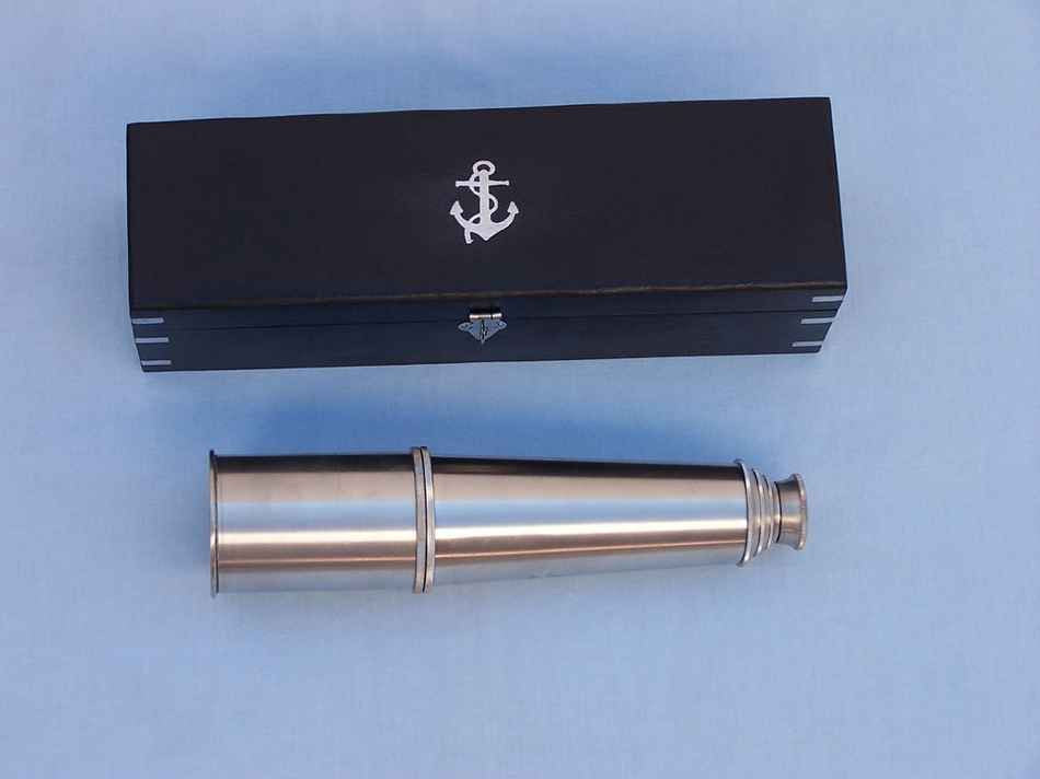 Deluxe Class Hampton Collection Brushed Nickel Spyglass 36" with Rosewood Box