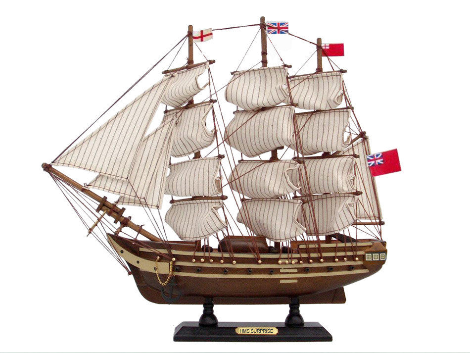 Wooden Master And Commander HMS Surprise Tall Model Ship 14"