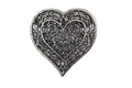 Rustic Silver Cast Iron Heart Shaped Trivet 7"