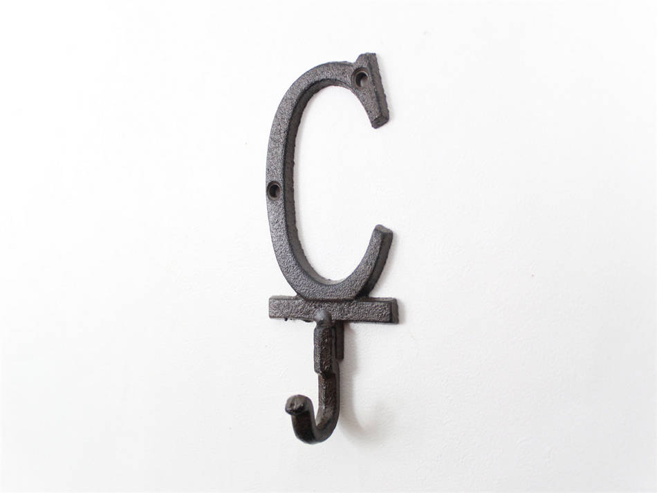 Cast Iron Letter C Alphabet Wall Hook 6"